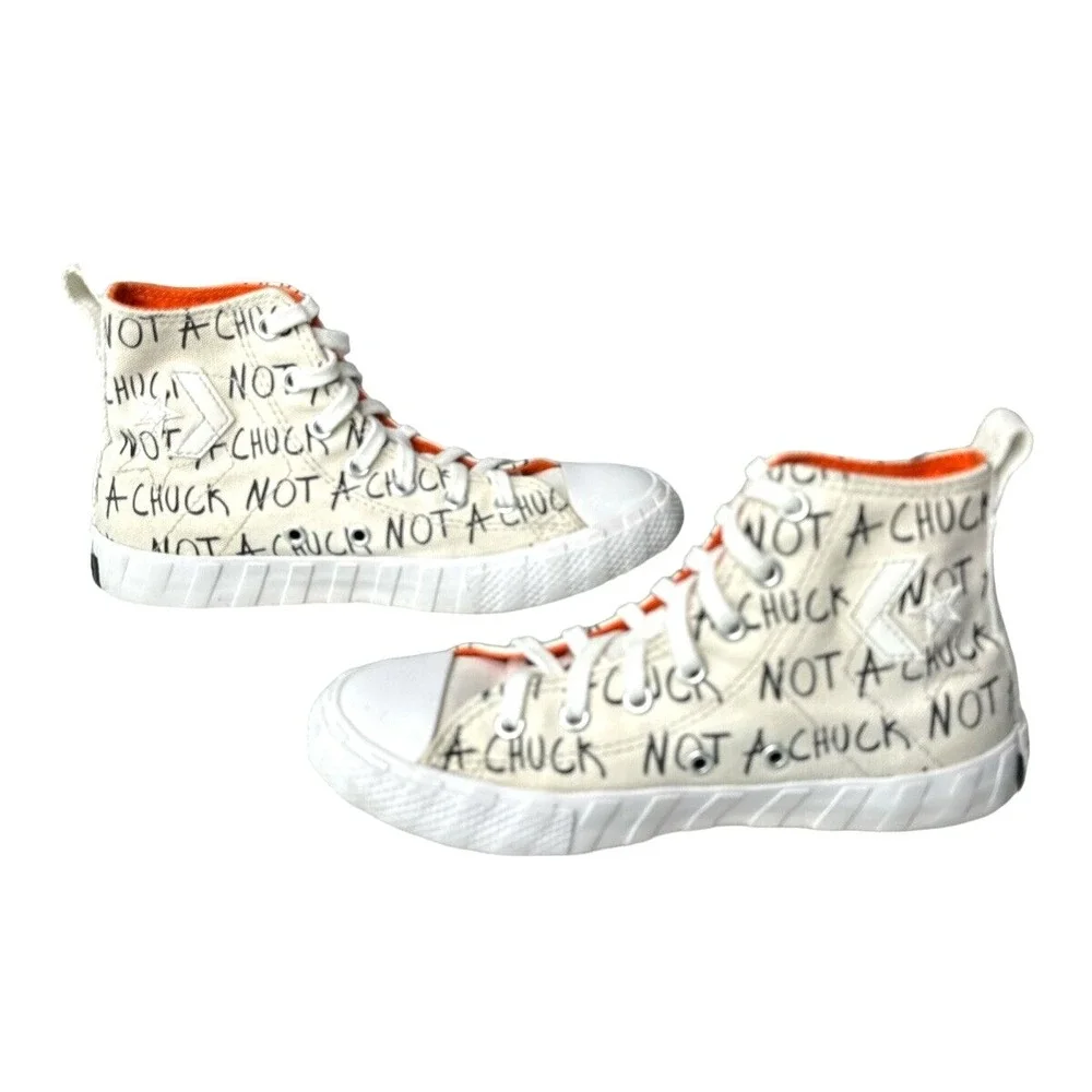 Converse Not A Chuck Youth Size 2 White Canvas High Top Sneakers 373170C